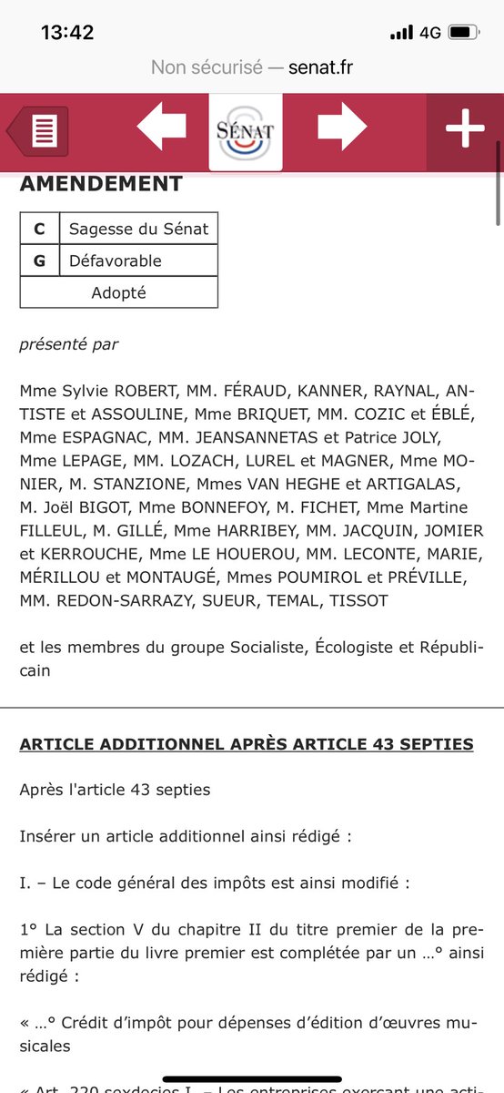 Sy_robert's tweet photo. Mon amendt pour un crédit d’impôt pour l’édition musicale adopté au @Senat /souhaitons qu’il résiste à la navette car le secteur est fortement touché par la #CriseSanitaire #culture #PLF2021 https://t.co/epv6yEwE3Y