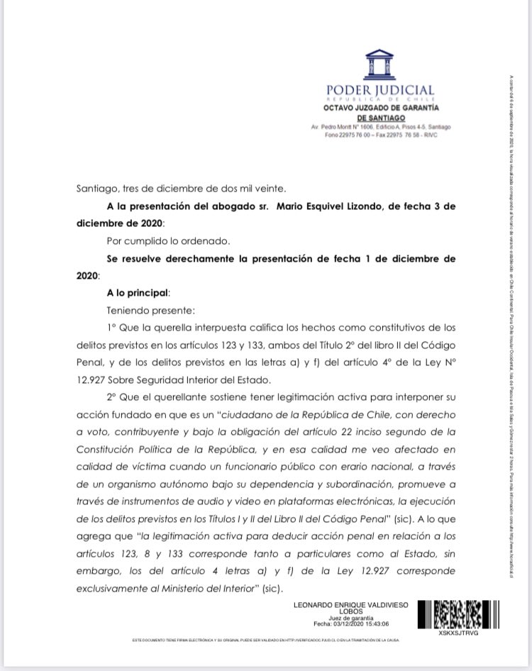 cgajardop's tweet photo. Tribunal declara inadmisible querella contra Defensora de la Niñez por ley de seguridad interior del Estado. Sólo la puede interponer el ejecutivo. 
Le puso un 1 a ese abogado. A estudiar derecho de nuevo por ignorante. https://t.co/QezZRXmSlG