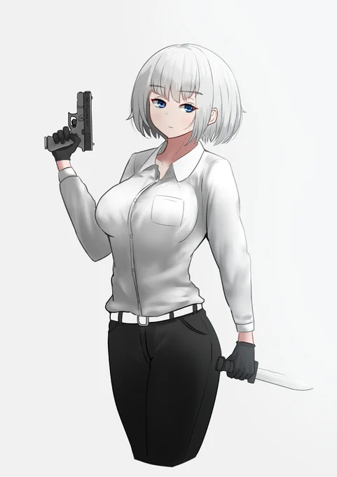 オリジナル #オリジナル #女の子 #武装少女 #銃 #シャツ #スーツ  