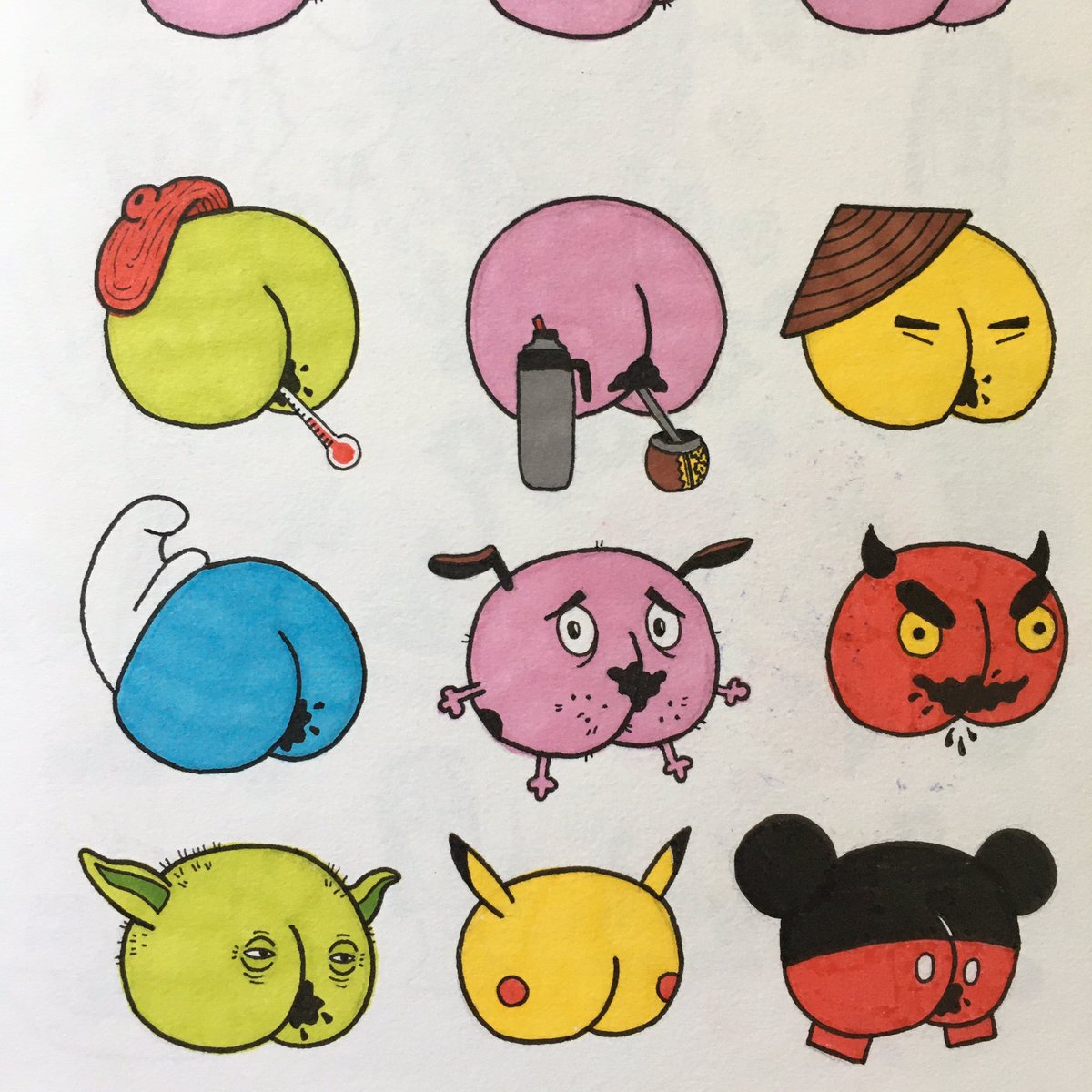 i was actually drawing asses on everything. by that time i was in university and most people knew me for my asses  i was surprised that everyone was liking them, but then though hey...who doesn't love asses 