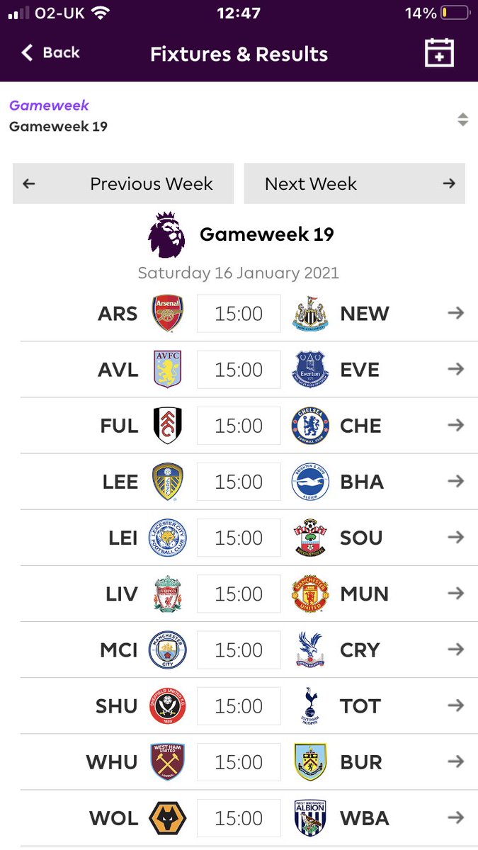 Half way through the season and THIS IS THE WEEK IT HAPPENS.Anything can happen in a derby, Fulham 3-3 Chelsea surely? Brighton will also have an exciting draw, Burnley a less exciting draw. No chance Callum Wilson doesn’t score a hat-trick.BHA - 22BUR - 16FUL - 15ARS - 15