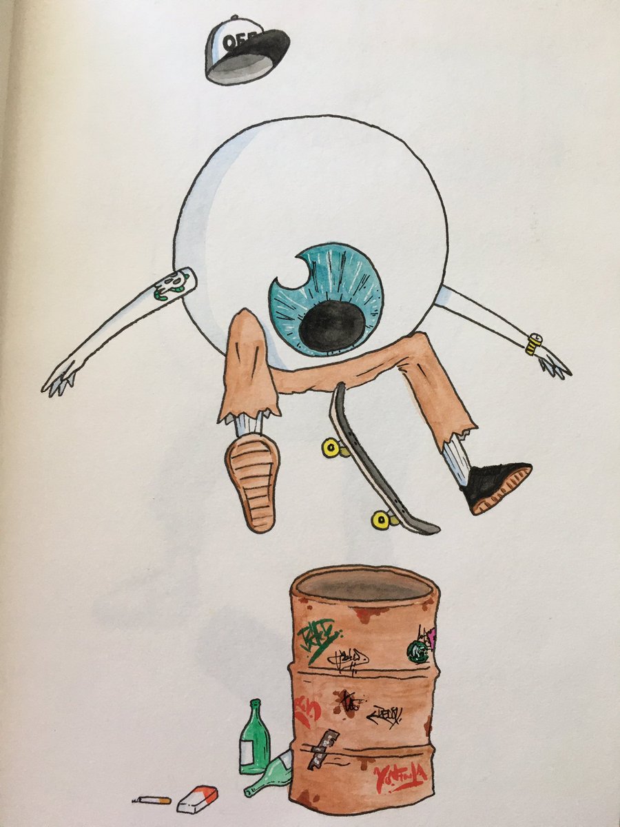 started exploring watercolors for a short amount of time...mixed it with some skate shit and the eye  came in...still like to do eyes until this day 