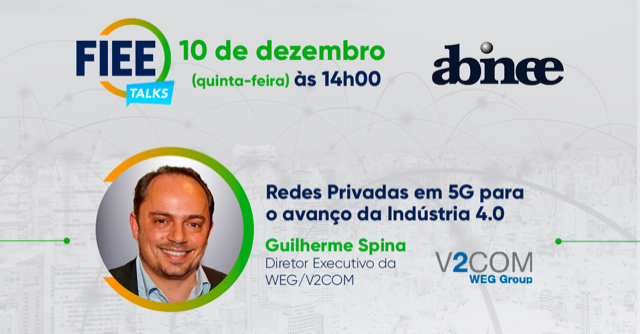 V2COMoficial's tweet photo. Nosso CEO Guilherme Spina. vai participar do painel FIEE Talks: “Redes Privadas em #5G para o avanço da Indústria 4.0”, nesta quinta-feira (10/dezembro), a partir das 14 horas.
Para se inscrever, acesse: https://t.co/nsOm2Yjy02 https://t.co/qHXHWb2Mc7