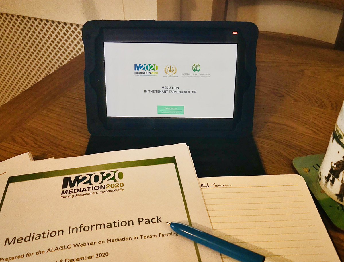 Excellent insight into the power of mediation for agriculture sector from <a href="/ScottishLandCom/">Scottish Land Commission</a> and @AgLawUK this morning. 

Looking forward to part 2 tomorrow!                                                   #agriculturallaw #ADR