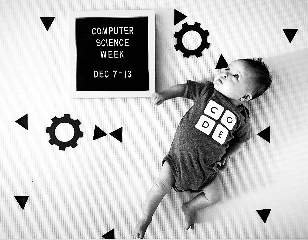 Hillary_2210's tweet image. #HourofCodeWeek looks a little different this year not being in the classroom. But, Charlotte and I are celebrating none the less 🤖 #EatCodeSleepRepeat @hourofcode Love our @GirlsWhoCode baby code book!