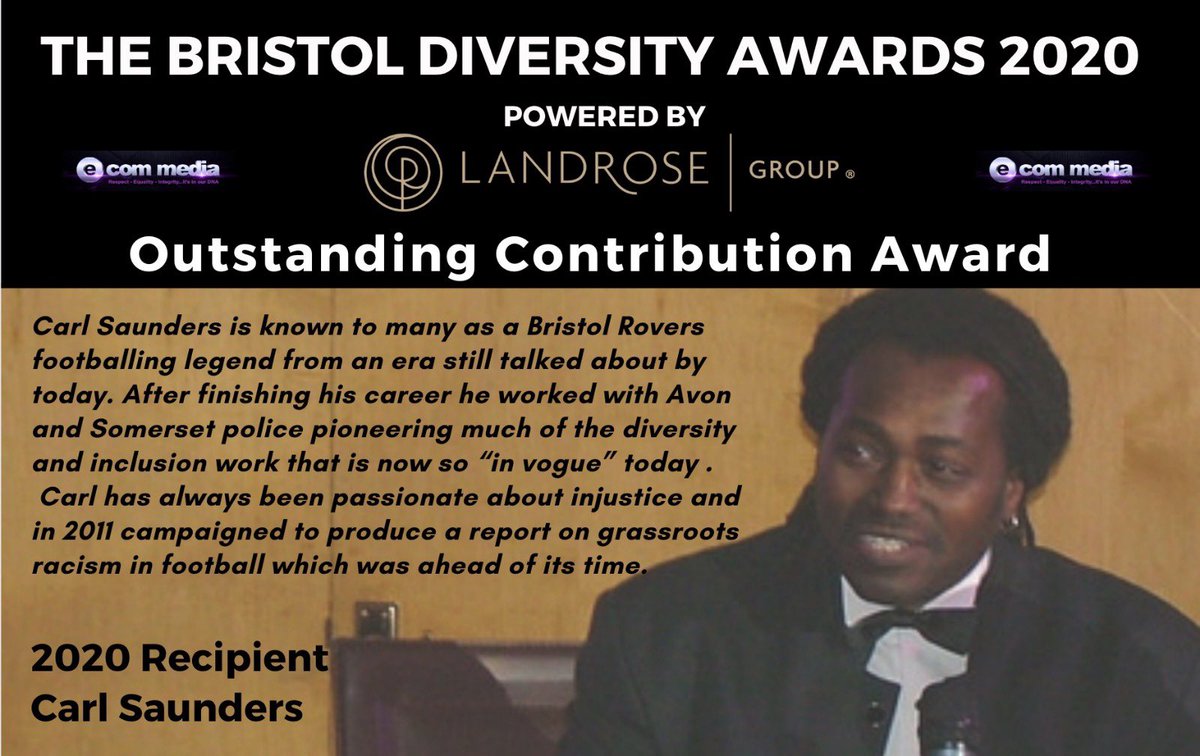 BCfm Radio (@bcfmradio) on Twitter photo The Bristol Diversity Awards 2020 #BDA2020 Outstanding Contribution Award #CarlSaunders <a href="/Official_BRFC/">Bristol Rovers</a> The Bristol Diversity Awards 2020 #BDA2020 Outstanding Contribution Award #CarlSaunders <a href="/Official_BRFC/">Bristol Rovers</a>