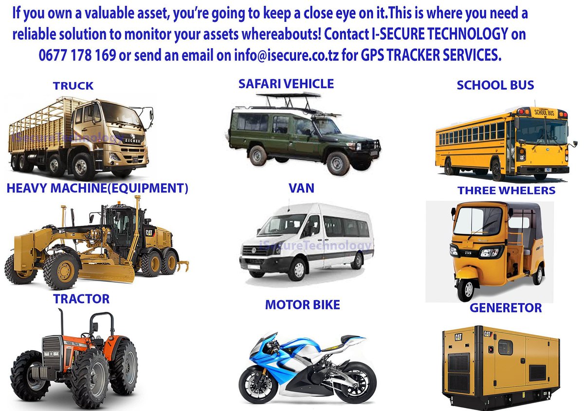 HenryRobertJr1's tweet image. Unahitaji GPS TRACKER kwa ulinzi na usalama wa gari,pikipiki,bajaji,mashine za kilimo na hata mashine za ujenzi? Wasiliana na 
@IST_TZ_
 kwa namba +255 682 162 650 wakuhudumie kwa gharama nafuu sana!!
#VehicleTrackingSystem
#iSecureTechnology