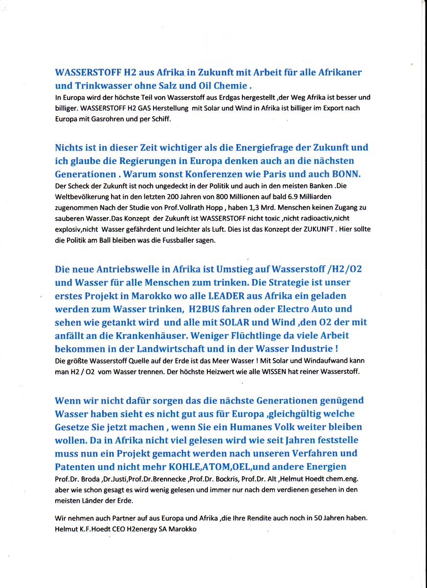 Helmut K.F.Hoedt 3 chem.eng.CEO H2energy SA Maroc tweet media