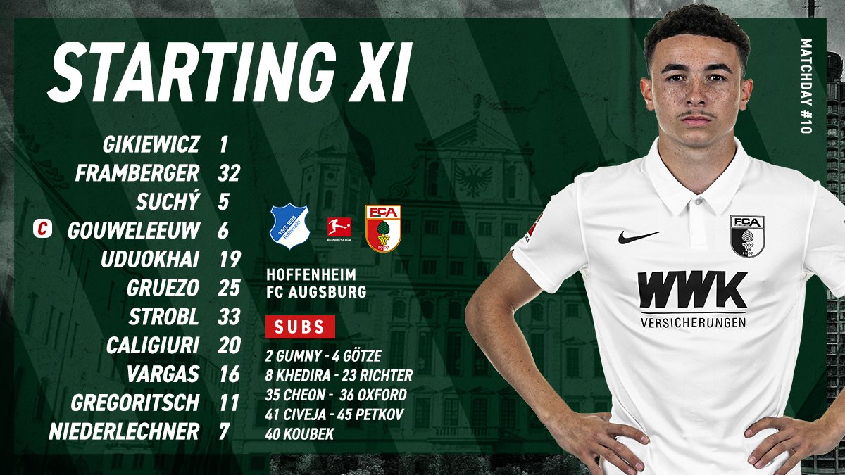 FCA_World's tweet photo. Leading the lines..

🇨🇿 Suchý starts
🇪🇨 Gruezo returns 
👶 Cheon and Civeja join the squad

#TSGFCA https://t.co/GY5waJFtBC