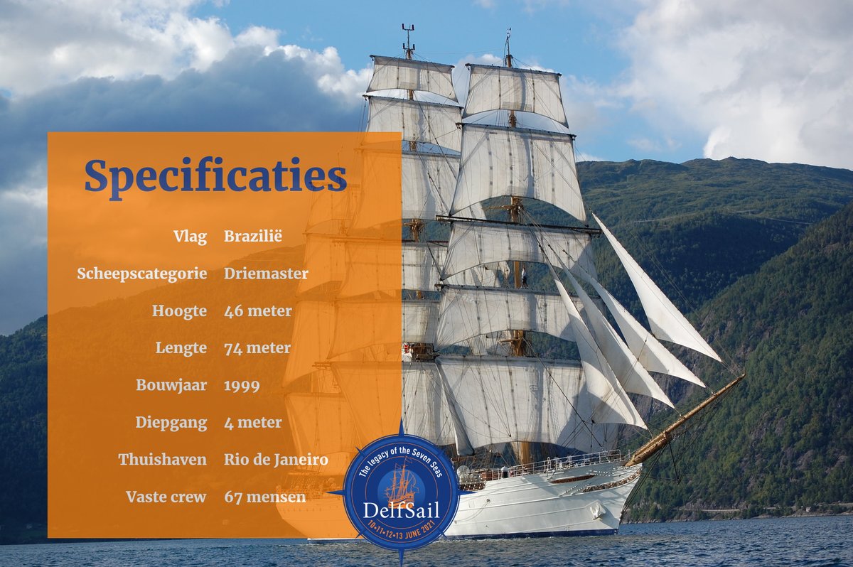 ⛵⚓ De Cisne Branco is een Tall Ship van de Braziliaanse Marine. Het is in 1998 gebouwd in Amsterdam en wordt gebruikt voor promotie van tradities binnen de Braziliaanse marine. Zij was in 2009 te gast tijdens DelfSail

📸 Marinha do Brasil

Lees meer 👇
delfsail.nl/nl/schepen/cis…
