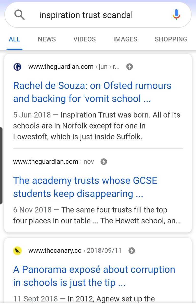 6/ Great game here, take an academy trust and Google its name with the addition of "scandal"But you know everytime I point out the conflicts of interest those who support academies accuse me of being a conspiracy theorist