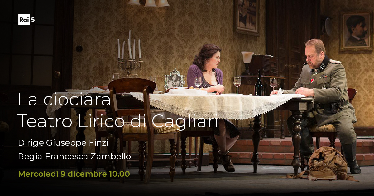 raicinque's tweet photo. Oggi #9dicembre alle 10.00 #Rai5 da @teatro_lirico di Cagliari "La Ciociara" opera di #MarcoTutino basata sul capolavoro di #AlbertoMoravia
Regia di @FZambello
Dirige #GiuseppeFinzi
Nel cast #AnnaCaterinaAntonacci #LaviniaBini #AquilesMachado #SebastianCatana #RobertoScandiuzzi https://t.co/4ZoiZHtQS0