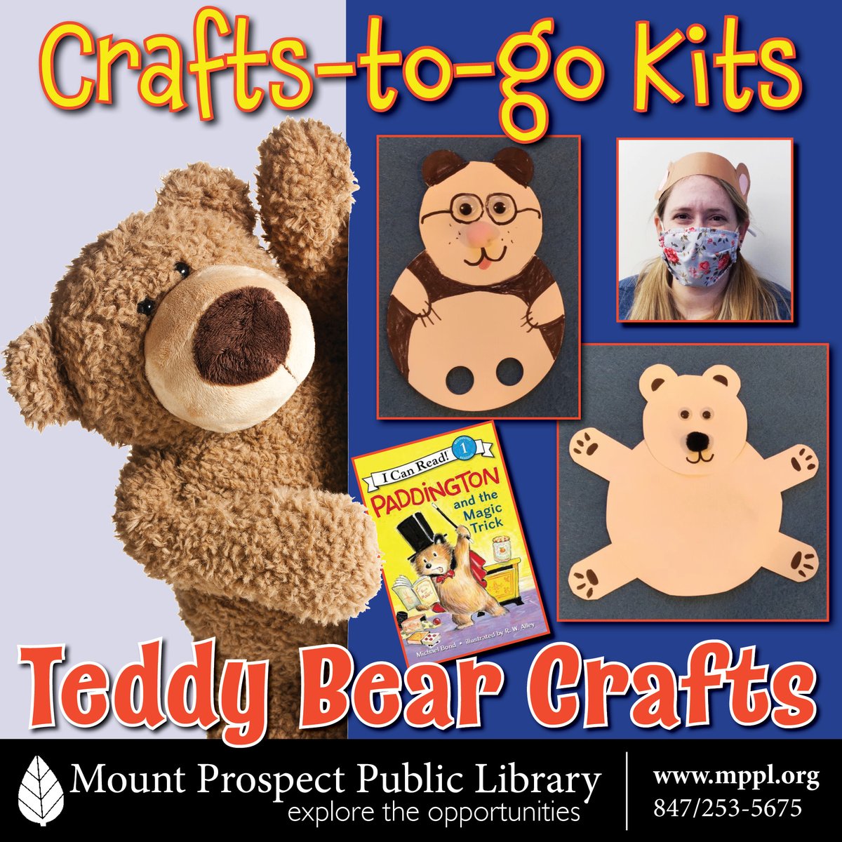 MPPLib's tweet photo. π§Έ New Crafts-to-Go! βοΈ Request one kit per child while supplies last. Kits may require some household items, such as scissors, glue, or crayons.
π Available using Parking Lot Pickup by emailing YouthServ@mppl.org.
#DiscoverMPPL #Crafty #FallFun #LibraryLove #TeddyBearWalk https://t.co/0HJHRxZTuV
