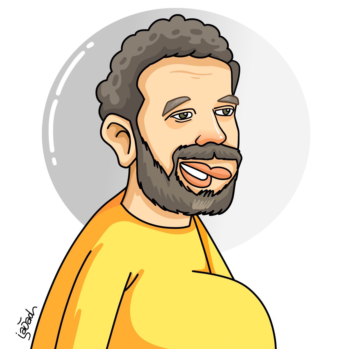 Karikatura. Adətən karikaturada cizgiləri qabardırlar. Qarnımı çəkəndə ehtiyac olmayıb 😢