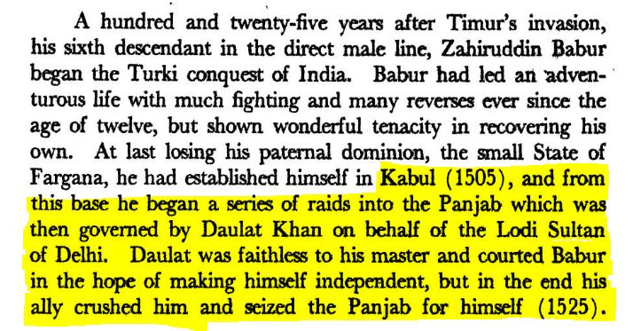 Let's see views of other historians about who invited Babur to India.First we will talk about the view of Historian Jadunath Sarkar about the issue.Acc to J. Sarkar, Daulat Khan the servant of Ibrahim Lodhi in Punjab in order to gain independence invited Babur to India.