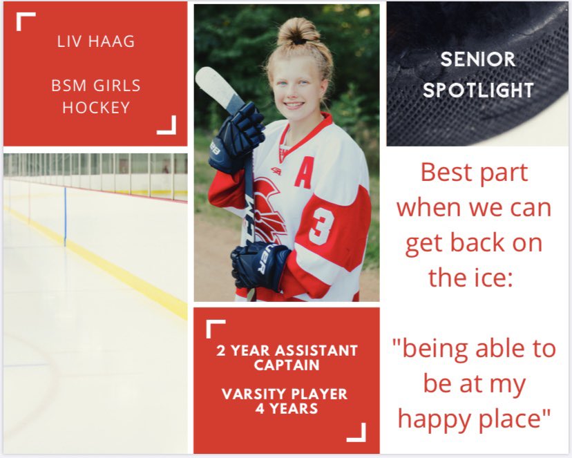 BSMGirlsHockey's tweet photo. Our next Senior Spotlight is Liv Haag! Liv learned how to stick handle from her lab Lewis. She spent hours in the garage trying to keep the puck or ball away from him. #Olivia #liv #lewis 

@bsmredknights @TerrierWHockey @livefortis @TeMoPhoto https://t.co/hSkaUv0oqQ