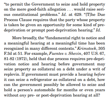 So, to recap - we have a conflict with an opinion by then-Judge Sotomayor *plus* a super strong originalist argument. What more could you possibly want?How about -- Supreme Court precedent strongly suggesting a hearing is required!