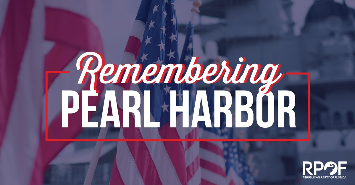 FloridaGOP's tweet photo. .@GovRonDeSantis ordered the flags at half-staff today to remember Pearl Harbor and the thousands of Americans who lost their lives. We honor the brave veterans who fought for our great nation––the Greatest Generation will never be forgotten. https://t.co/MBS2nOXAfr