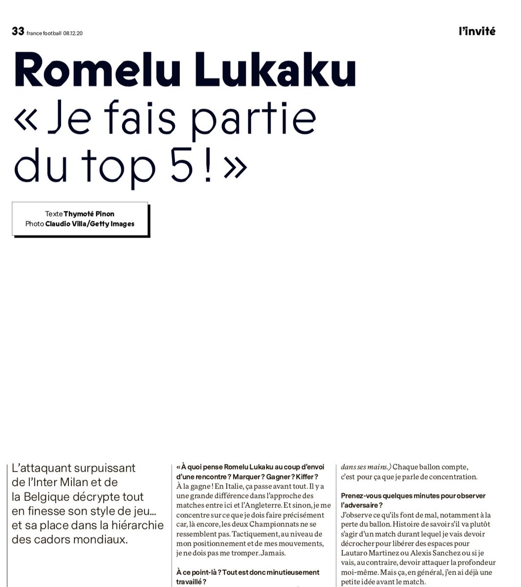 ThymPinon's tweet photo. Romelu Lukaku x @francefootball 🇧🇪

Qui d'autre que le principal intéressé pour décrypter son style de jeu et son nouveau statut ? Le Belge nous a expliqué ce qui passait par son cerveau de la première à la dernière seconde d'une rencontre. https://t.co/rbzp9mbZbc