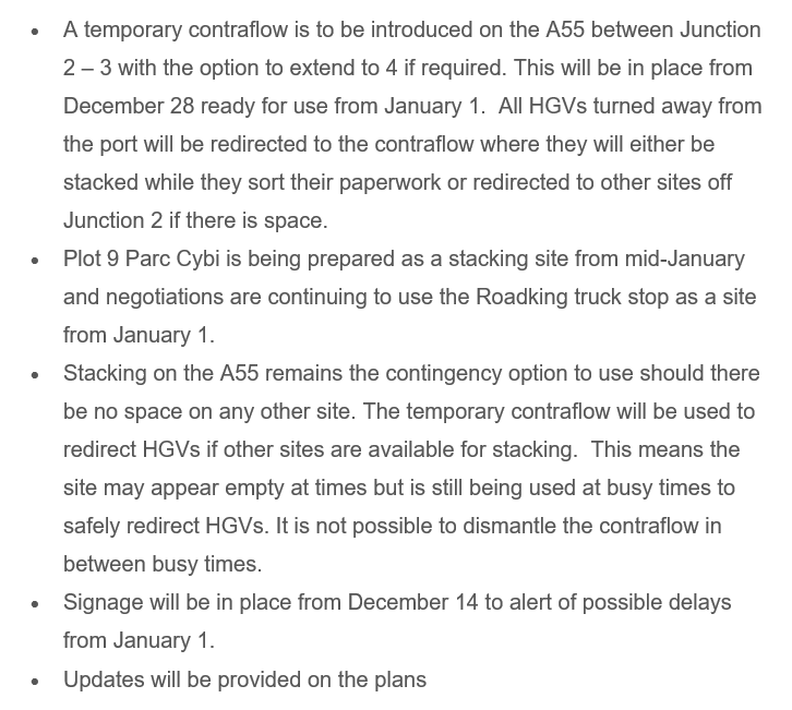 So, as the trade talks continue, plans have been announced today to deal with any possible disruption at Holyhead and Dublin ports.As  @wg_CounselGen started outlining on  #PoliticsWales yesterday -  https://www.bbc.co.uk/iplayer/episode/m000q88j/politics-wales-06122020 - lorries will be stacked on the A55 as a last resort: