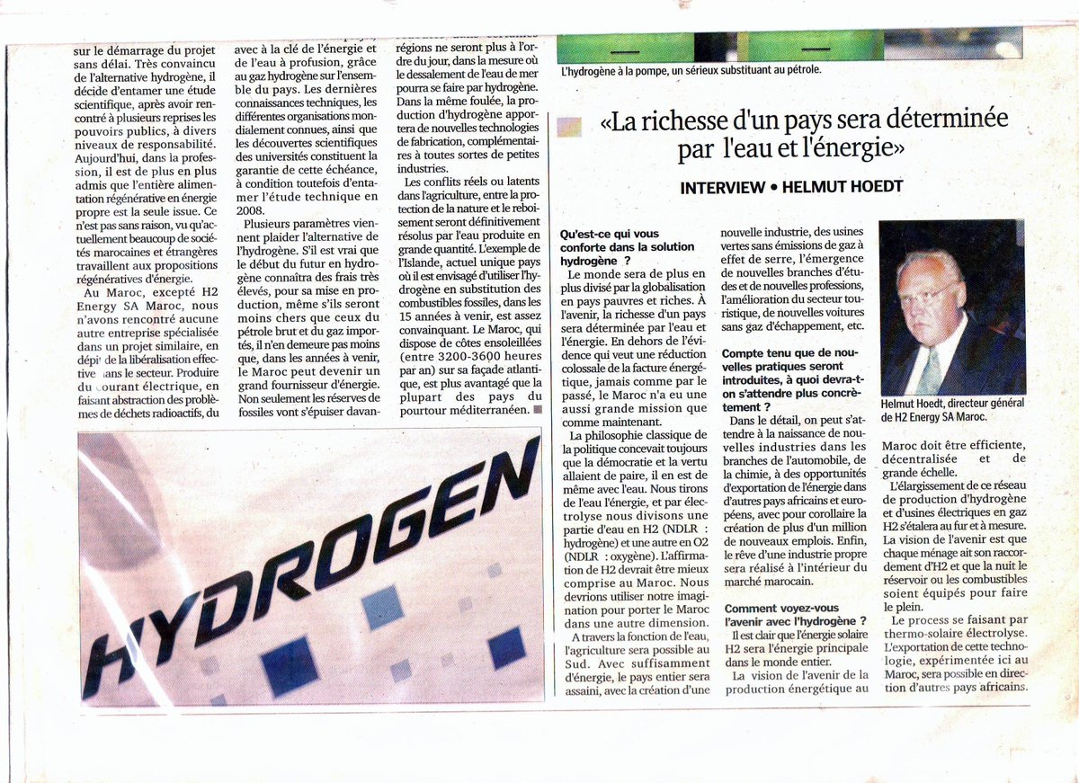 Helmut K.F.Hoedt 3 chem.eng.CEO H2energy SA Maroc tweet media