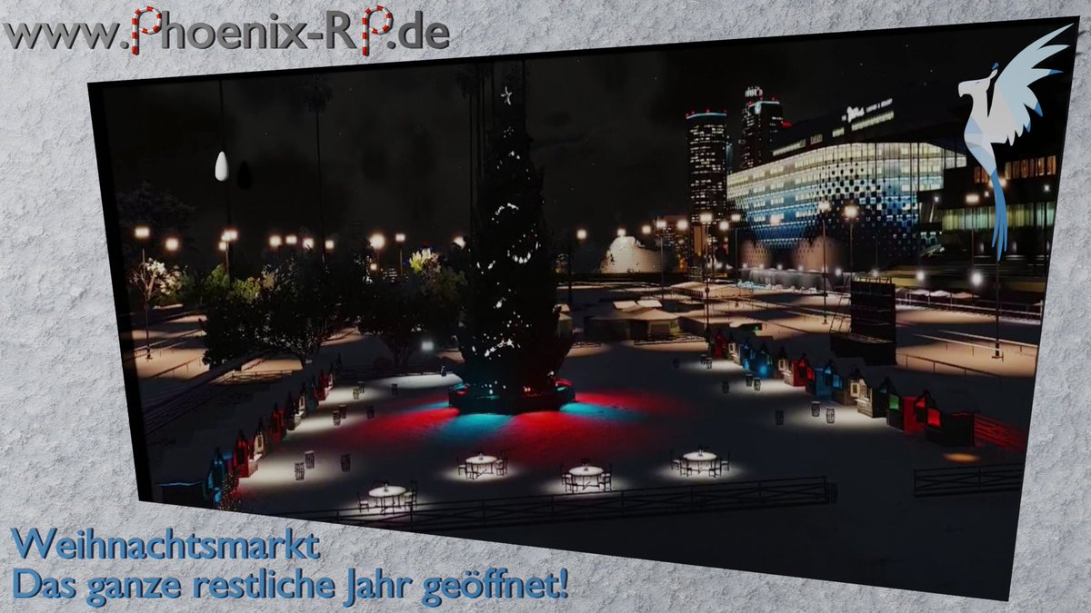 PhoenixRP_DE's tweet photo. Ab auf den #PhoenixRP Weihnachtsmarkt! Leute treffen, Glühwein trinken und lecker Gebäck! 🎅🎄🍪
#GTARP #GTA5 #Roleplay https://t.co/wCDhfVRitv