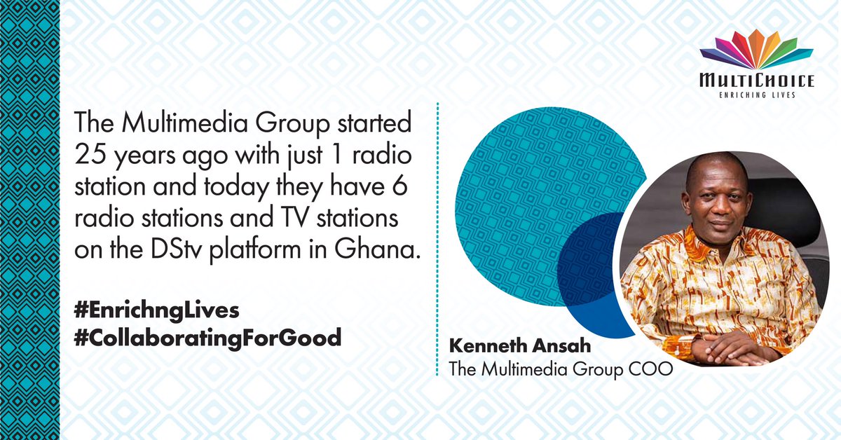 MultiChoiceGRP's tweet photo. Tune in to DStv channel 100 to hear how Ghana's first free multi-channel television brand continues to resonate with local audiences.
 
#EnrichingLives #CollaboratingForGood https://t.co/kzVf93rVF7