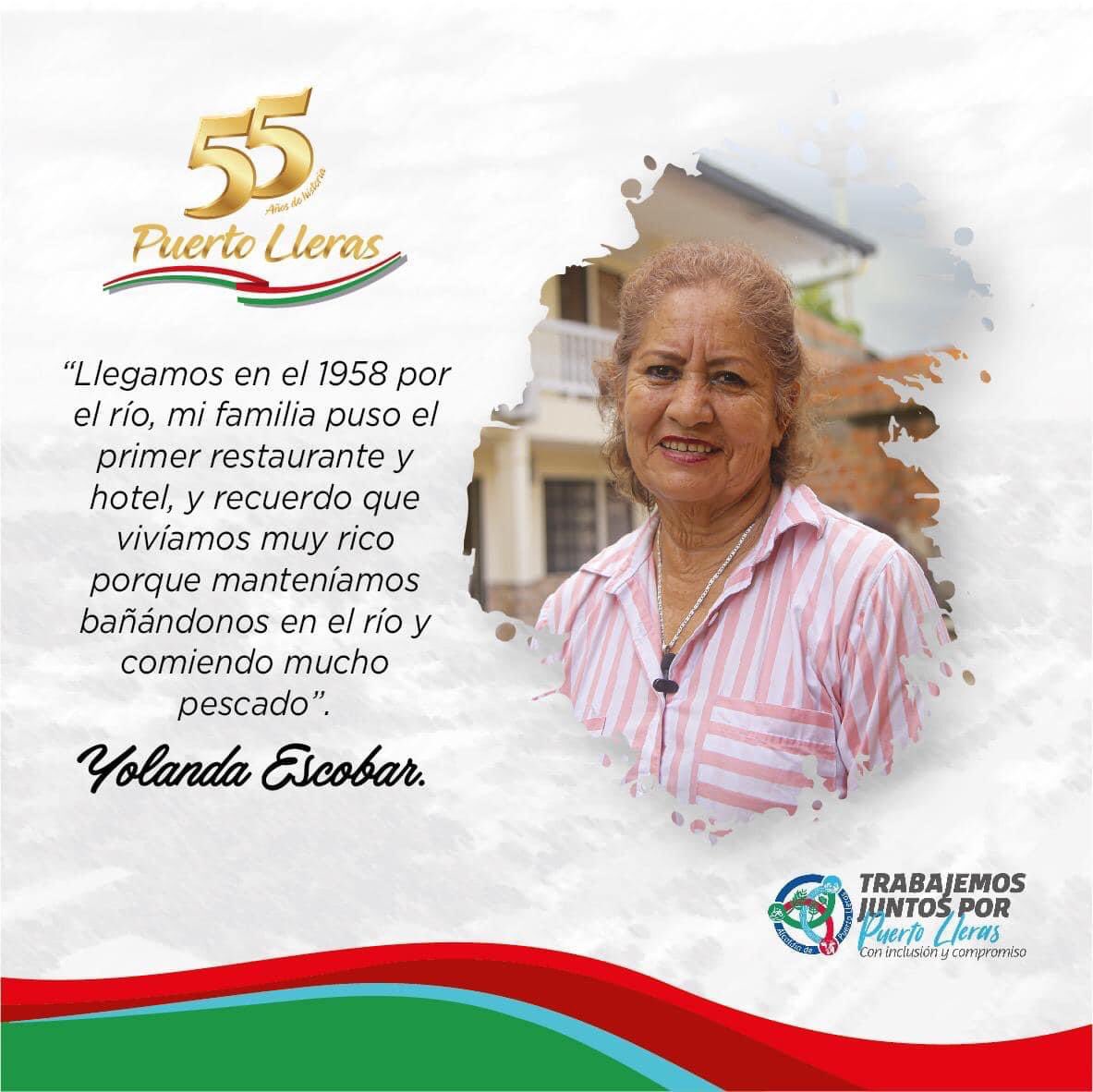 puerto_lleras's tweet photo. #55 años de Historia  

Yolanda Escobar

#aniversario
#puertolleras55
#TrabajemosJuntosPorPuertoLleras
#inclusión
#compromiso https://t.co/brxuw1Hu9G