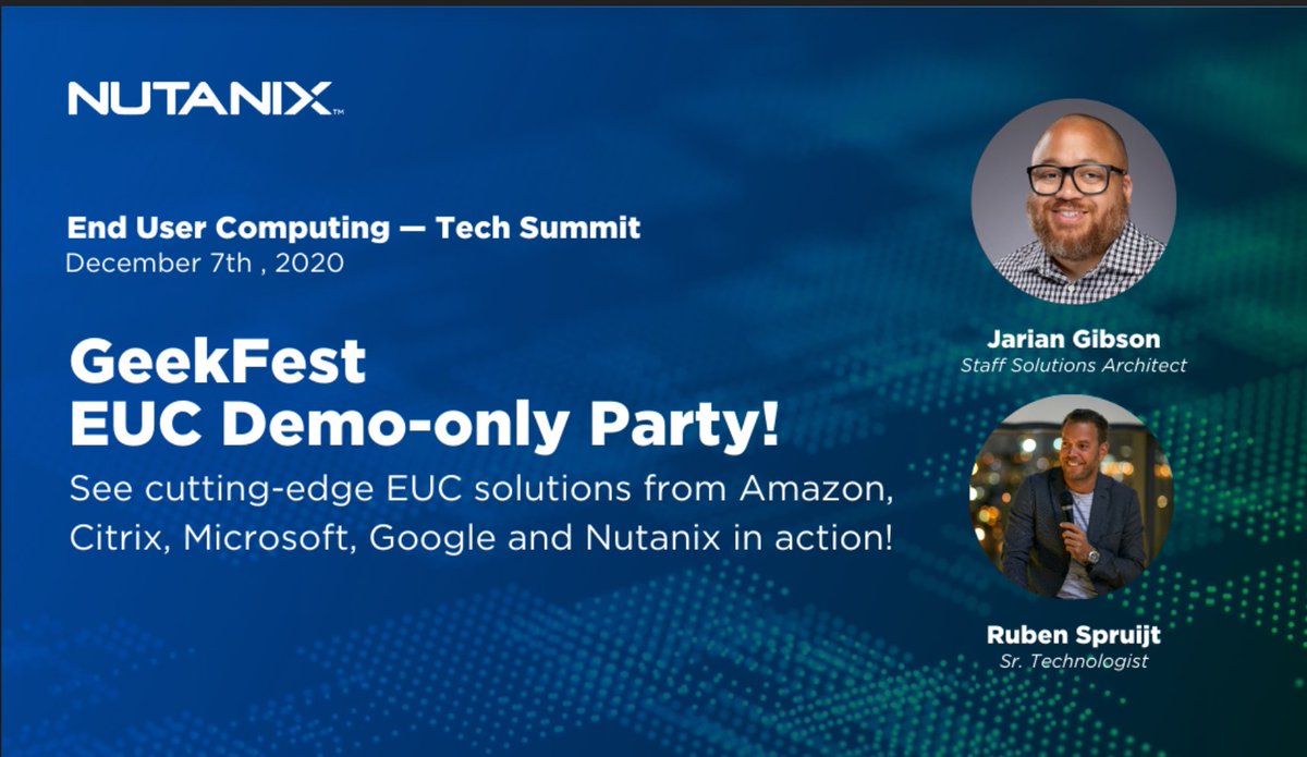 Happening soon! Last chance to register for the first ever #Nutanix End User Computing Summit, packed full of sessions from leading industry experts &amp; real-world practitioners, discussions, deep-dives, live demos + much more - on all things #VDI &amp; #DaaS bit.ly/39FcDvJ