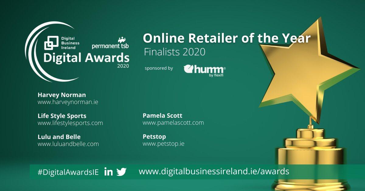 We’re thrilled to sponsor the <a href="/DigitalIre/">Digital Business Ireland (DBI)</a> <a href="/permanenttsb/">Permanent tsb</a> Online Retailer of the Year Award. Congratulations to all of the amazing finalists! #DigitalAwardsIE 

<a href="/harveynormanIE/">Harvey Norman IE</a>
@lifestylesports
<a href="/lulunbelle/">LuluandBelle</a>
<a href="/PAMELA_SCOTT/">PAMELA SCOTT</a>
<a href="/PetstopIreland/">Petstop.ie</a>