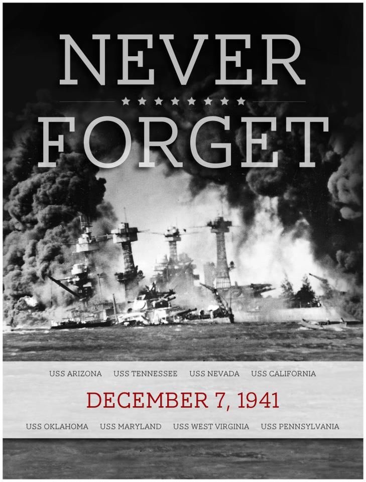 “Yesterday, December 7, 1941 — a date which will live in infamy — the United States of America was suddenly and deliberately attacked by naval and air forces of the Empire of Japan.” – Franklin D. Roosevelt on the morning after the Pearl Harbor attack #PearlHarborRememberanceDay