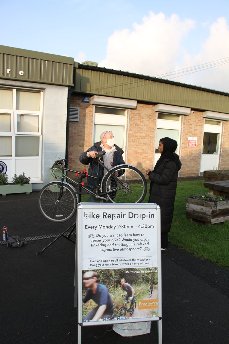 Great bike repair session today with Timperley Lockdown Bikes! Come along next week, Monday 1pm-3pm. See you there! @GforceCommunity <a href="/altrinchamfc/">Altrincham FC</a> @OfficialTfGM