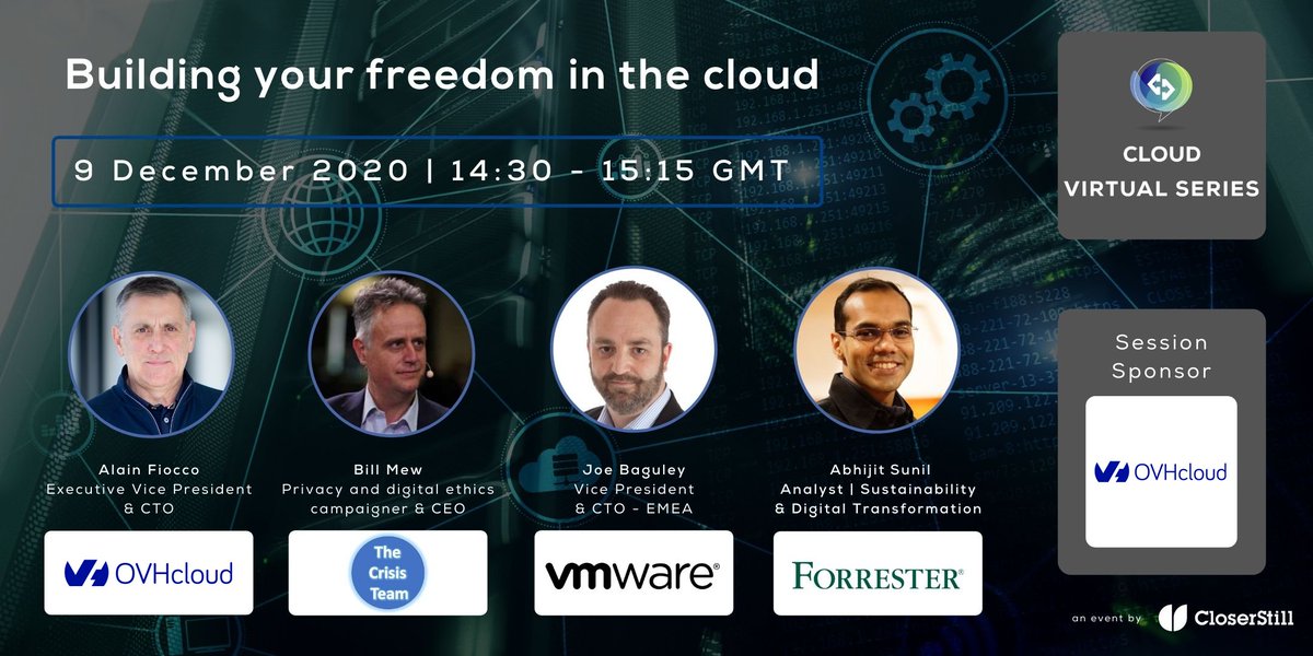 OVHcloud_UK's tweet photo. ☁️We are hosting a panel discussion @CloudExpoEurope’s Cloud Infrastructure Summit! Join us for a session on building your freedom in the #cloud, with insights from @alainfiocco, @abhijitsunil20, @BillMew & @JoeBaguley.
🗓️ Register free today! | https://t.co/EdkFkOMG63 #CIS20 https://t.co/uCvarp6yRK