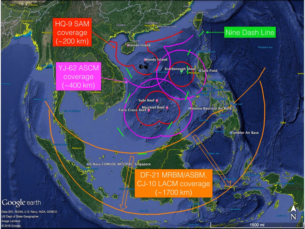 The article also claims "there was no coherent chain connecting" islands, preventing mutual support, when the weapons systems already installed on islands provide overlapping coverage in most areas. And aircraft on any of the islands could be over any of the others in minutes.