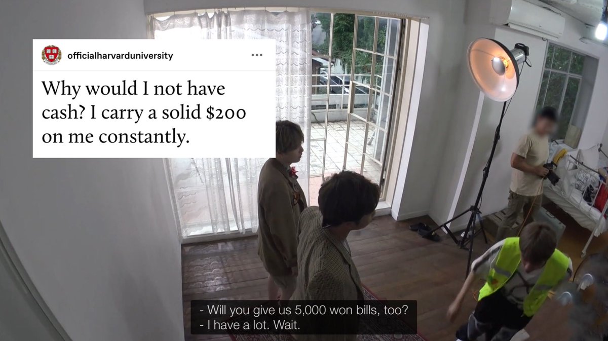 [Why would I not have cash? I carry a solid $200 on me constantly.]