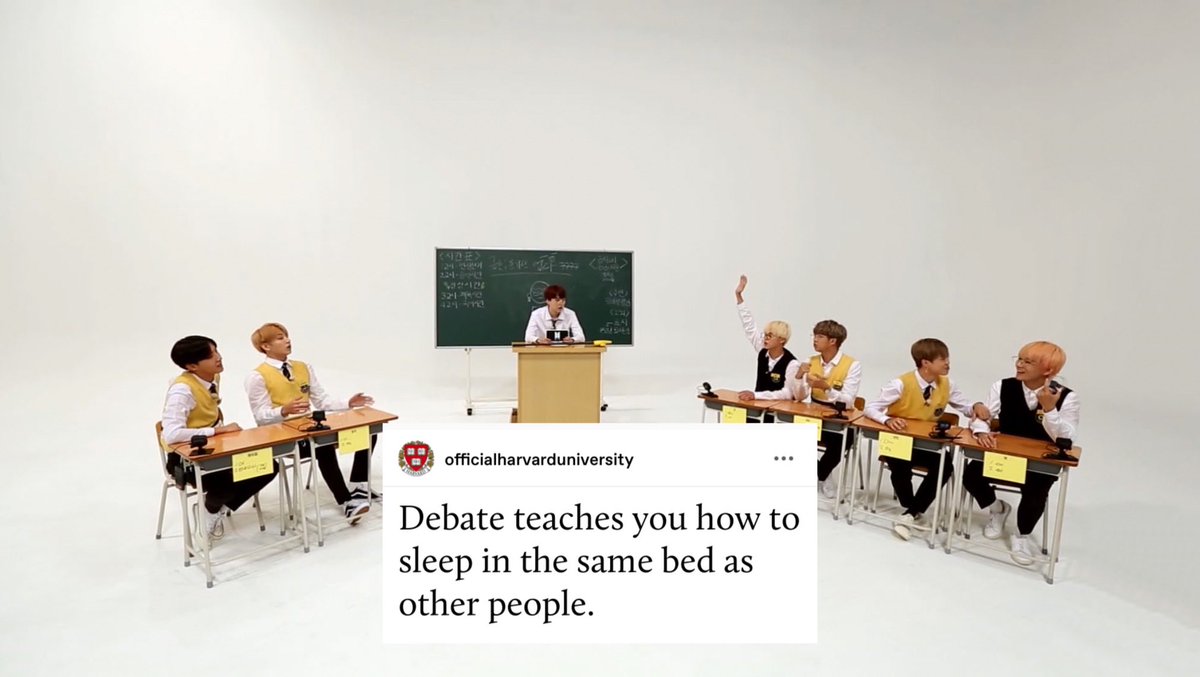 [Debate teaches you how to sleep in the same bed as other people.]