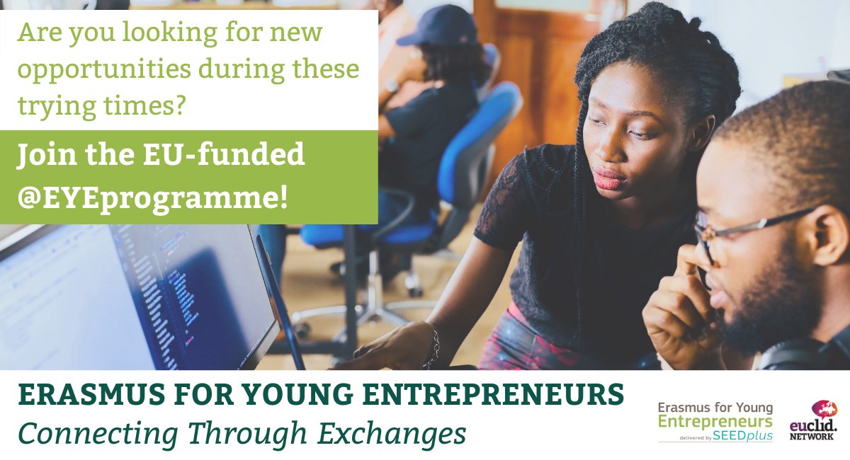 Turn #COVID19 slowdown to your advantage with #ErasmusEntrepreneurs! 🤝Find support & creative solutions with new connections 💡Learn good practices from experts on #socent 💪Fine-tune your business plan & scale-up 🚩 Find about your opportunities➡️ bit.ly/EYE-SEEDplus