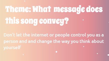 SS making connections and inferences, after listening to 'I Love Me' by @Ddlovato. 'Don't let people change the way you think about yourself'. 
#postiveselftalk #selfesteem #bodyimage  #selflove   #healthmovesminds  #wwprsd