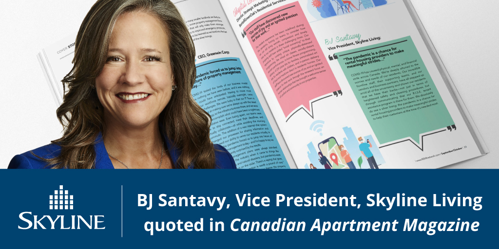 bit.ly/37bU53n BJ Santavy, Vice President, <a href="/Skyline_Living/">Skyline Living</a>, comments on the "silver lining" for the #rentalhousingindustry amid COVID-19 in <a href="/REMINetwork/">REMI Network</a> #CanadianApartmentMagazine Sep/Oct 2020. #InTheNews