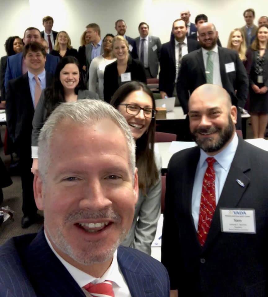 In one last salute to our 2020 Young Lawyers Boot Camp, we flash back to our 2018 Boot Camp as then President John Mumford led those in attendance in a VADA selfie!  As we noted then, who says a room full of defense attorneys can't have a little fun?
