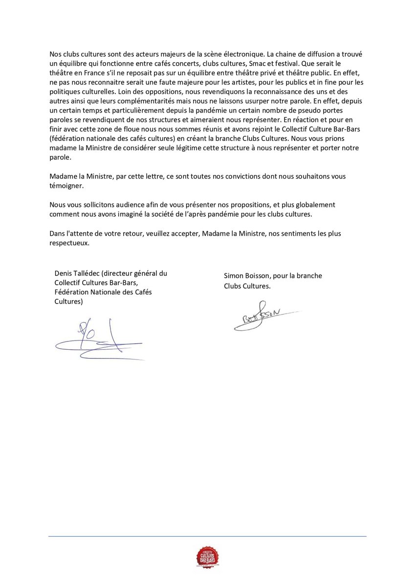 warehousenantes's tweet image. Lettre à la Ministre de la Culture @R_Bachelot du Collectif @CafsCultures, co-signée par @SimonBoisson, cogérant du Warehouse !

✊🏻 1 #RT = 1 SOUTIEN !