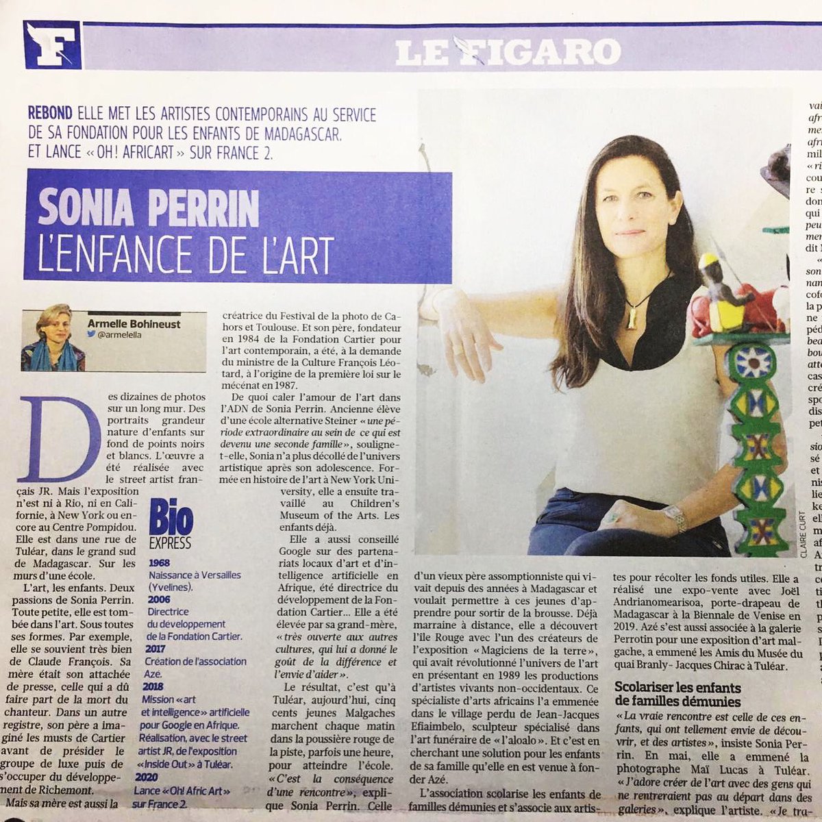 👉🏾 aze-asso.org merci pour l’association Azé qui soutien l’accès à l’éducation à Madagascar 🙏🏽 @bohineust pour <a href="/lefigarofr/">Le Figaro</a> et  <a href="/arianepretre/">ariane pretre</a> Relations Presse ainsi qu’à <a href="/claire_curt/">Claire Curt</a> pour cet amical portrait