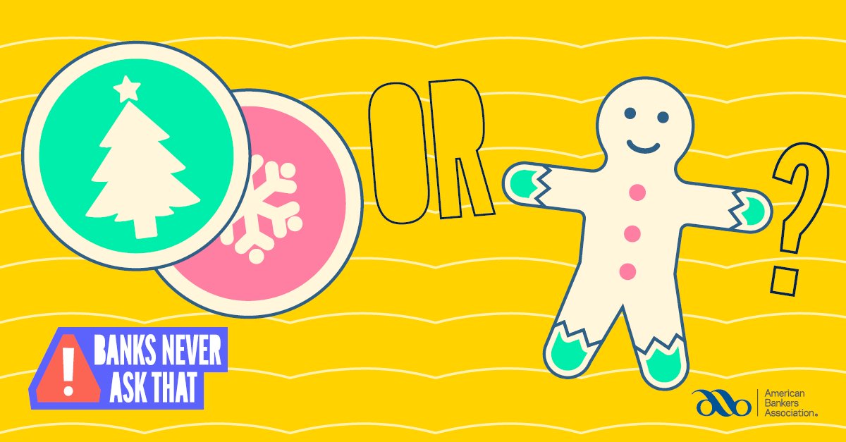 WebsterFiveBank's tweet image. Do you prefer sugar cookies or gingerbread? #BanksNeverAskThat. A bank will never ask you for confidential information in a text message, either. Learn to spot scams—and test your scam IQ — here: bit.ly/2Dt8bCD