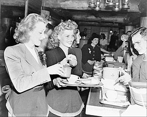 Spearheaded by Bette Davis, John Garfield and Jules Stein, The Hollywood Canteen opened up in October of 1942. Servicemen (and women!) would receive free food, entertainment and mixed and mingled with stars.