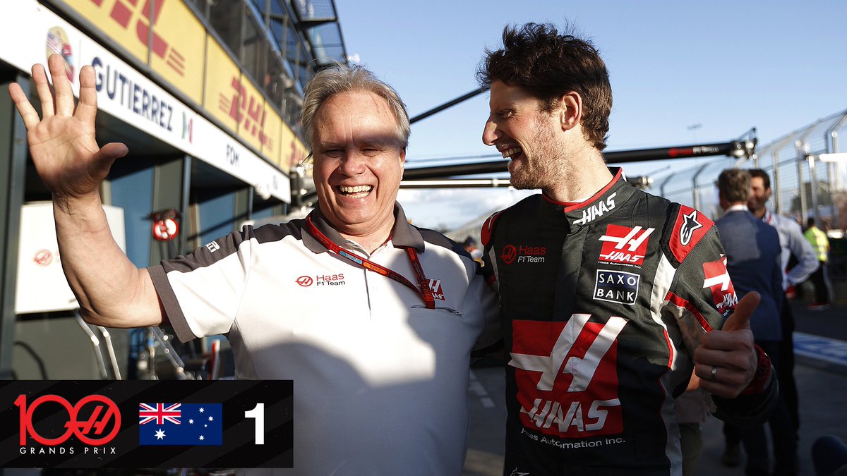  “This is a win for us, this is a win!”That was  @RGrosjean’s radio message as he crossed the line in 6th, in our very first race in 2016! He followed that up with P5 in Bahrain a fortnight later, then P8 in Russia.  #HaasF1  #Haas100