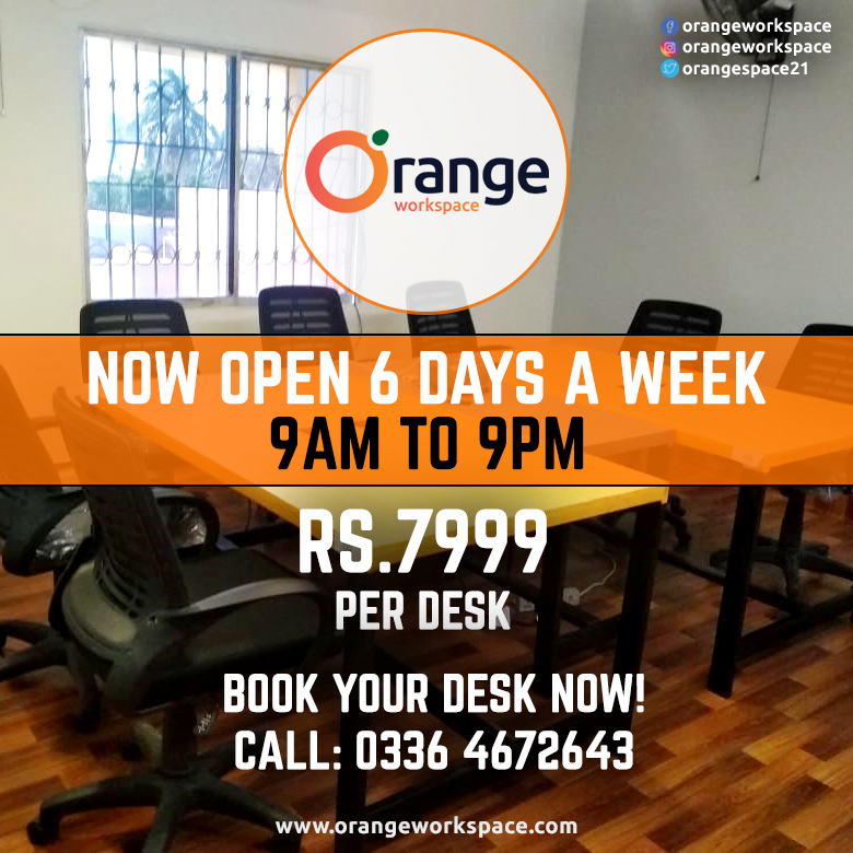 orangespace21's tweet photo. Orange Workspace is now open 6 days a week from 9am to 9pm

For just Rs.7999 including all services

call: 03364672643
https://t.co/EAES5M7ynM

#workspaceinkarachi #businesscenterkarachi #virtualoffice #coworkingspace #sharingdesk #orangeworkspace #entrepreneur #entrepreneurship https://t.co/XTwBvtDdN7