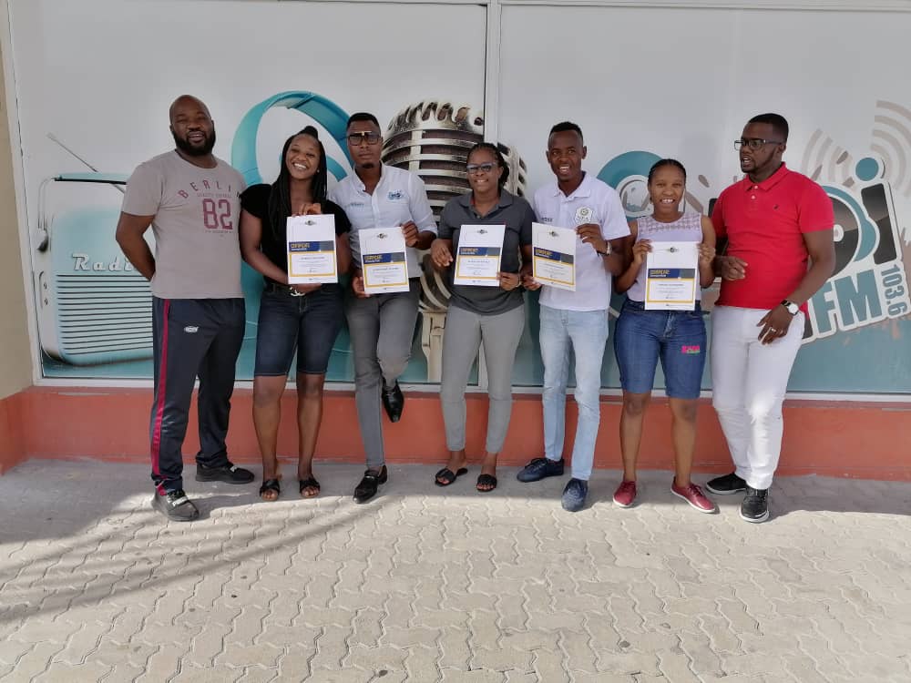 NCBN_Namibia's tweet photo. Certified! Another successful community radio training at SHIPI FM in Ondangwa. Trainers Hesron Kapanga and Levi Katire continues to Kunene Radio. Supported by @DWA Akademie https://t.co/bXOLN2YeUn