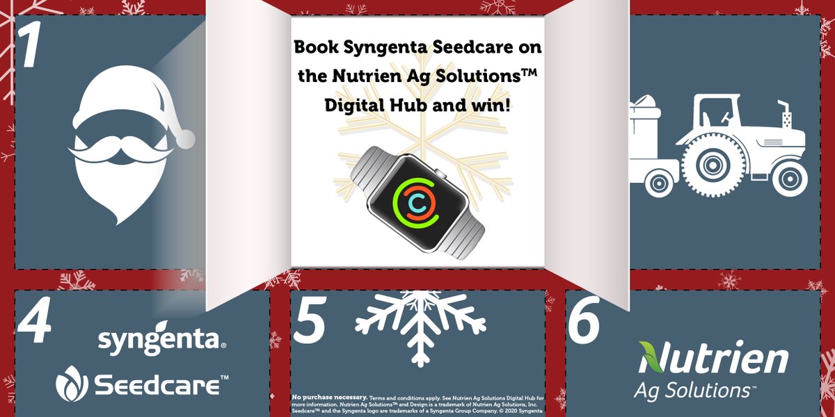 NutrienAgCda's tweet photo. On the 1st day of #Christmas, @syngentacanada gave to me – the chance to win a free Apple Watch when I Book #Syngenta #Seedcare on the @NutrienAgCda #DigitalHub (https://t.co/pZA0gFRPAb) today to enter a draw to win! #seedcare #westcdnag #10daysofChristmas https://t.co/PX5CqGFLxo