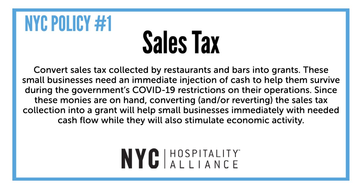 Calling on NYC policymakers: Do you want to help save struggling restaurants, nightlife businesses & jobs? Over the next 7 days we’ll be dishing out a special policy idea of the day that local government can enact and deliver it to your feed.  #SmallBizSOS  #NYCHospitalityAlliance