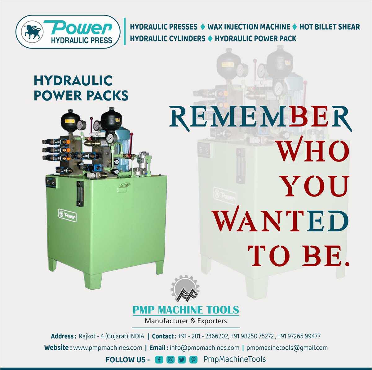 PmpMachineTools's tweet photo. Hydraulic Power Pack
PMP MACHINE TOOLS - RAJKOT
We Manufacturers & Exporters - Various Types Of Hydraulic Machines.
For More Visit : https://t.co/Ptf7cegWM7
#Hframepress #HotBilletShear #WaxInjectionPress #HydraulicPowerPack
#PowerHydraulicPresses #PmpMachineTools #manufacturer https://t.co/Sx4TUqi1zJ